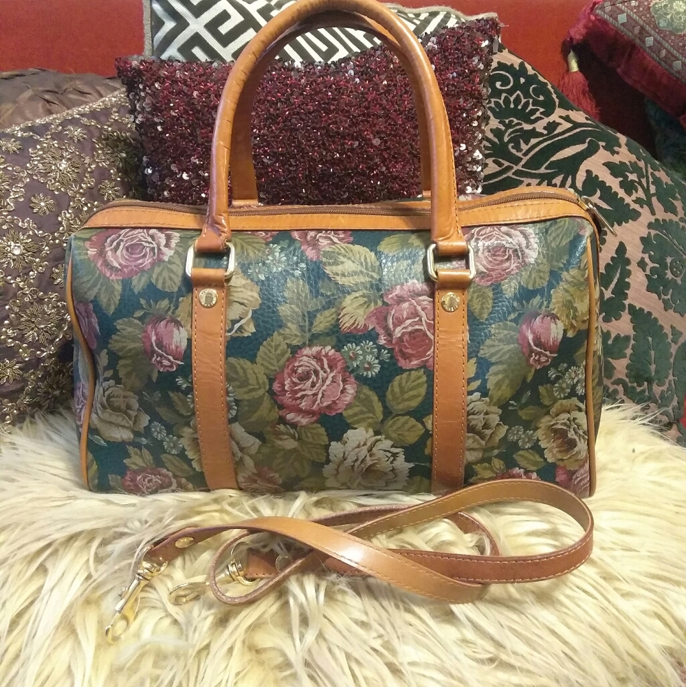 SOLD.BALMAIN *RARE* FLORAL BOSTON BAG - Picture 2 of 7